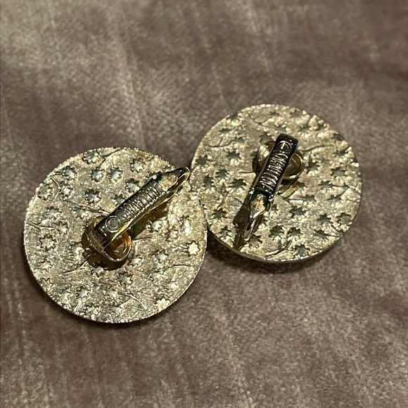 Vintage 80’s Sarah Coventry Pearl Clip On Signed Earrings Gold - Picture 3 of 5